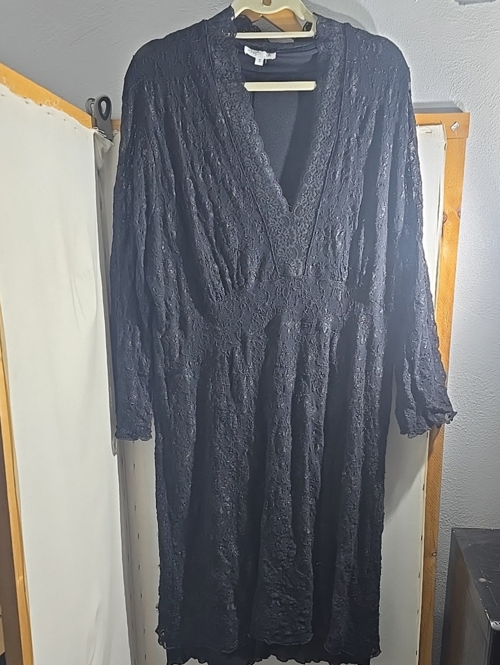 Kiyonna Black Lace V-Neck Women's Dress